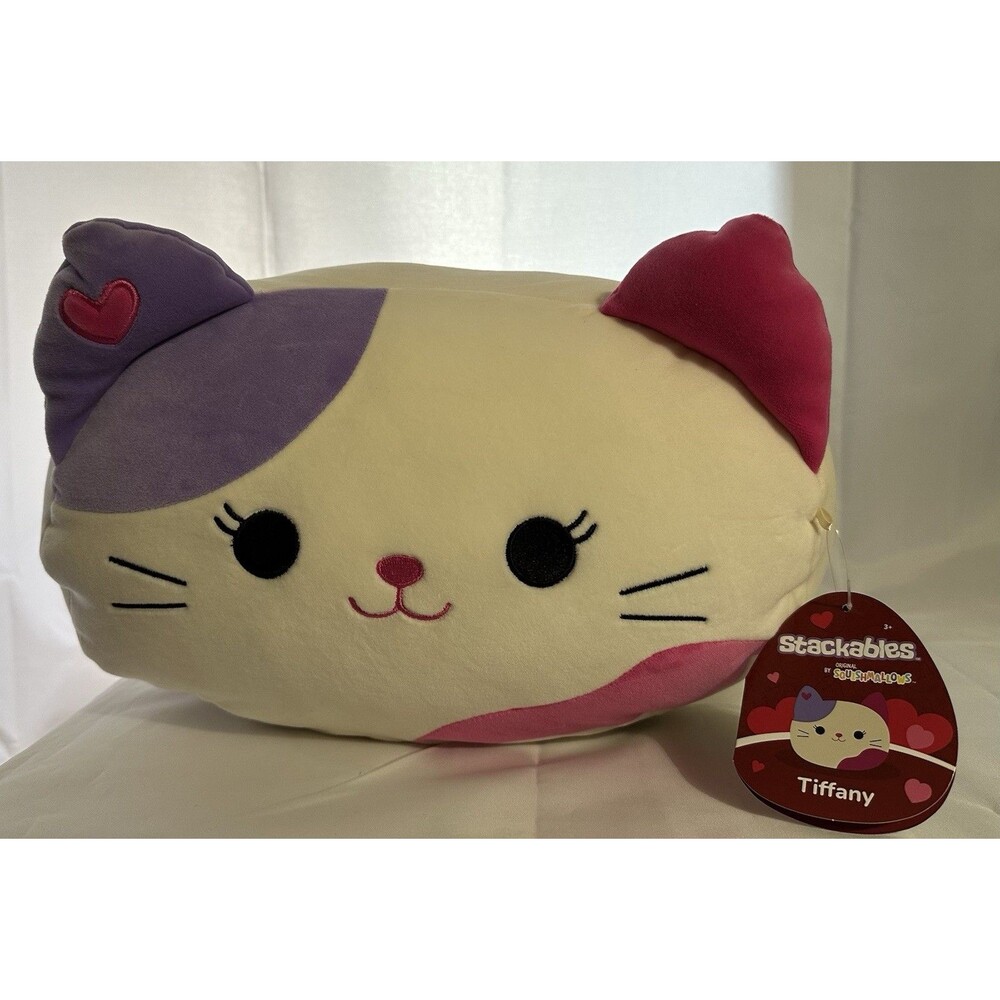 Squishmallows Stackables Tiffany Cat Plush Valentine Heart Kitty Pillow NWT